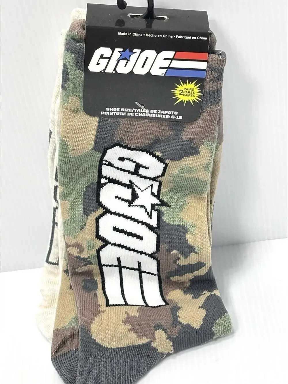 G.I. Joe Men’s Camouflage Crew Socks - New With Tags - Green/Tan Camo Size 6-12